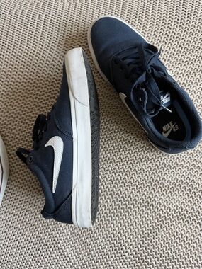 Nike Navy Canvas Low-Top Sneakers with White Swoosh